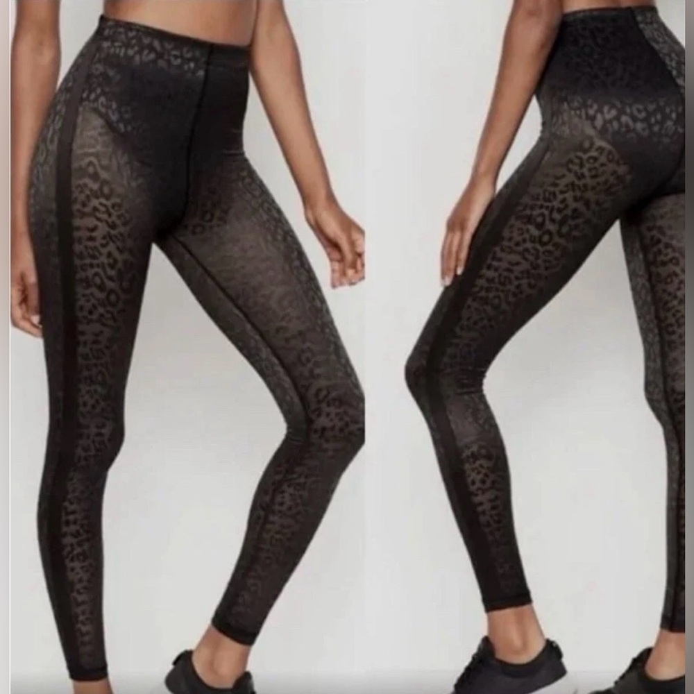 Victoria's Secret Black Sheer Leopard Print Leggings